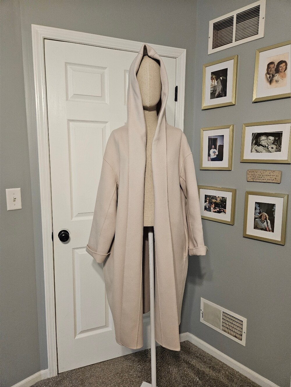 MaxMara Light Beige Hooded Long Coat